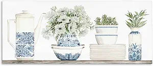 Ornate Teapot Botanical Bouquets, 13 x 30 Inch Canvas Wall Art