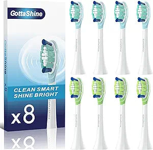 8 Pack 3D Replacement Toothbrush Heads Compatible with Philips Sonicare