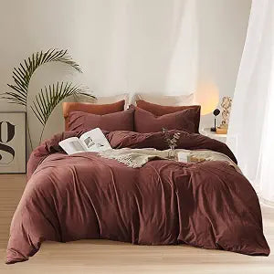 Pureant Brick Red Comforter Sets Twin Solid Dark Rust Red Bedding Comforters Modern Plain Purplish Cotton Bed Quilts Women Girls Blackish Red Warm Blankets Pure Dark Brown Red Durable Bedding Vintage