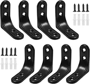 BokWin 2 Inch L Brackets, 8 Pack, Black Steel