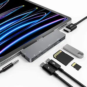 iPad Pro USB C Hub, 7-in-1 Multiport Adapter with 4K HDMI for iPad