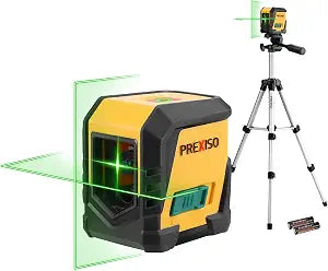 PREXISO Laser Level with Tripod, 65Ft Self Leveling Cross Line Laser Level