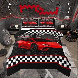 Feelyou Race Car Bedding Set Twin Size for Boys Girls