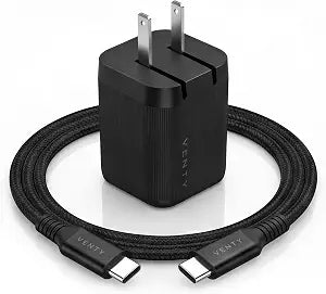 Venty 30W Fast Charger & 5 Foot Braided Cable Designed for Original Folding Fan & Pro Series Fans, USB-C Compact Foldable Travel Design for Venty Portable Fans