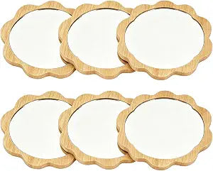 Small Round Hand Mirrors Mini Mirror(Flower),2.76In, 6 PCS