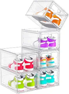 ARSTPEOE 6-Pack Clear Shoe Storage Boxes Magnetic Stackable