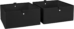 RiverRidge Folding Storage Bins - 2-pack of 5in Tall Black Cubes