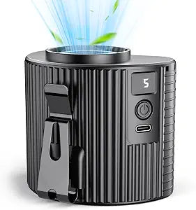 Koonie Portable Mini Waist Fan with LED Display, Personal Cool Clip Belt Fan with 5 Speeds, 11000 RPM Strong Airflow, Under shirt Clip with 21H Use Time, Wearable Belt Design for Blue Collar, Jobsite
