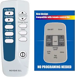 RCECAOSHAN Replacement for Frigidaire Air Conditioner Remote Control Model Number RG15D/E-ELL RG15D/E-ELL1