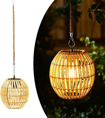 Livinlarge Solar Lanterns Outdoor Waterproof,Hanging Lantern Twine Handle