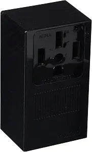Leviton 55050 50 Amp, 125/250 Volt, NEMA 14-50R, 3P, 4W, Surface Mounting Receptacle, Straight Blade, Industrial Grade, Grounding, Side Wired, Steel Strap, 1 Pack, Black