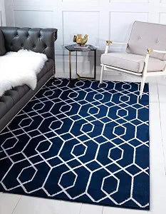 Unique Loom Marilyn Monroe Glam Collection Area Rug - Trellis (2' x 3' 1" Rectangle, Navy Blue Silver/ Silver)