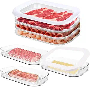 Meat Container for Fridge,3PCS Stackable Lunch Meat Container for Refrigerator,Transparent Meats Containers with Lid for Cold Cuts Salami Meal Prep Containers