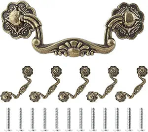 Uenhoy 6 Pcs 3 Inch Bail Handle Drop Pulls Vintage Drop Bail Drawer Pulls