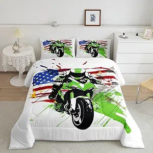 jejeloiu Dirt Bike Bedding Set Twin Size for Boys Girls Teens Breathable