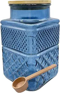 Coriario 60oz Square Glass Food Storage Jar with Airtight Lid and Spoon