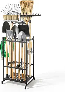 VEVOR Garden Tool Organizer, 35 Slots with Hooks, Metal Garage Storage Rack