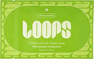 LOOPS Exfoliating Toner - Korean Skincare Pads for Travel, 12