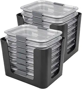 2 Pack Food Container Lid Organizer Compatible with Rubbermaid Brilliance Snap-On Lids, Stackable Lid Holder Rack for 4.7 & 3.2 Cup, Kitchen Cabinet Storage Organizer (4.7 & 3.2 Cup)