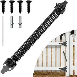 skysen 14" Fence gate Spring self Closing and Adjustable for Wooden or Vinyl Fence,Carbon Steel,Black(gate spring-14)