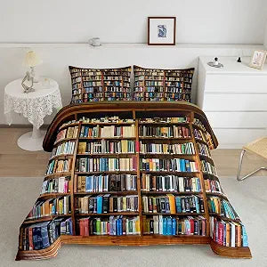 Feelyou Books Comforter Set Queen Size Bedding Set for Boys Girls