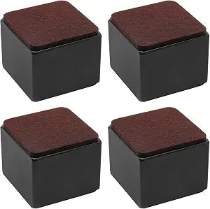 Bonsicoky 4 Pcs Self-Adhesive Furniture Bed Risers, Black, 2" Height