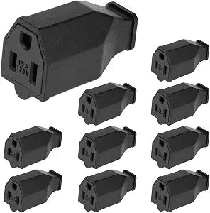 QWORK Extension Cord Plug Replacement Includes 10 Female Ends, 125V 15A, 2 Pole 3 Wire Female Connectors