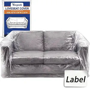 VacPack Clear Plastic Sofa Loveseat Furniture Covers for Moving and Storage