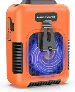 Cooling Waist Fan w/Steel Clip and Silicone Sleeve, Under Shirt Fan Clip On, 24H Personal Fan, 3 Speeds Cooling Belt Fan, Rechargeable Body Fan for Outdoor, Travel, Gift for Workers in Heat