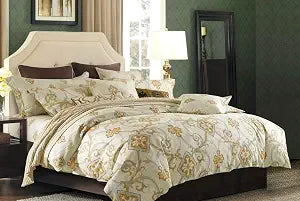 Creative Cotton Duvet Cover Queen Mystery Reversible Baroque Damask Comforter Cover with Zipper Closure 3 Piece Set 1 Duvet Cover & 2 Standard Pillow Shams