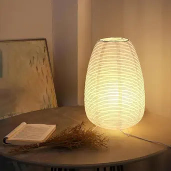 Rice Paper Lamp, Japanese Paper Table Lamp with 3 Color Bulb Included