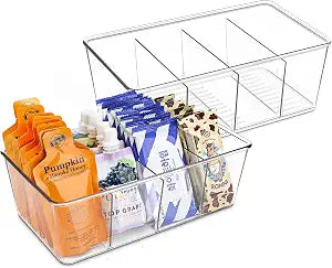 Pantry Organization and Storage Bins with Dividers Kitchen Organizer 2 Pack