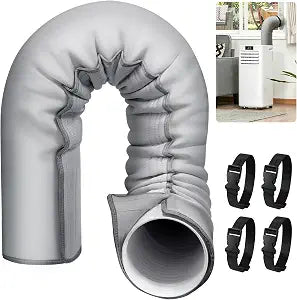 1/2 PCS Upgraded Portable AC Hose Insulation Sleeve, Air Conditioner Hose Cover Wrap, Insulated Hoses Duct Vent Cover with 4 Adjustable Straps, Fits 5" & 5.9" Diameter Exhaust Hose - Light Gray