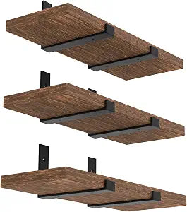 WEKIS 12 Inch Heavy Duty Floating Shelf Bracket, Wall Mounting Industrial Black Shelf Brackets, 1/5 Inch Thick Iron Metal Brackets for Shelves 6 Packs