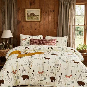 CLOTHKNOW 3Pcs Yellow Animal Twin Duvet Cover Set Kids Bedding Sets