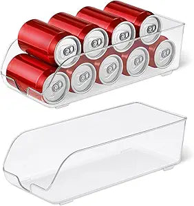 Amazon Basics Food and Drink Can Organizer for Fridge or Pantry, 2-Piece Set, Self-Dispensing, Transparent Sides, Non-Stackable, Hand Wash Only