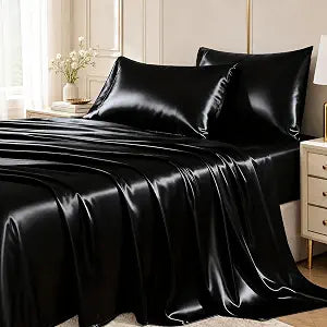 CozyLux Queen Satin Sheets, Fits Mattresses up to 14 Inches, 4-Piece