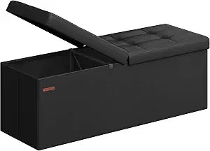 SONGMICS 43.3 Inches Folding Storage Ottoman Bench with Flipping Lid