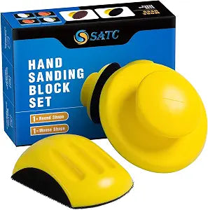 S SATC Sanding Blocks 5 Inch Hook and Loop Sanding Block 2 PCS Round and Mouse Hand Sanding Block for Wood Furniture Restoration Home Arts and Crafts