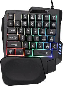 One-Handed Mechanical Gaming Keyboard,35 Keys Waterproof Professional Gaming Keypad,with 3 Color Backlight, Single Handed Keyboard for Computer Mobile Games