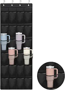 Mity rain 24 Pockets Cup Organizer for Stanley Cup Tumbler, Hanging Design