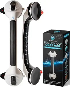 Grab Bars for Shower, 16.85 Inch Shower Handle for Seniors & Elderly, 2 Pack | Safety Indicator, Strong Suction Cup, No Drill, Anti-Slip, Removable, for Bathroom Wall, Bathtub, Handicap