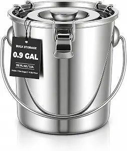 iplusmile Stainless Steel Airtight Canisters Container: 112 fl oz Airtight Clamp Lid Kitchen Food Storage Bucket for Rice Flour Grain Coffee Bean Flour Oil Sugar Milk