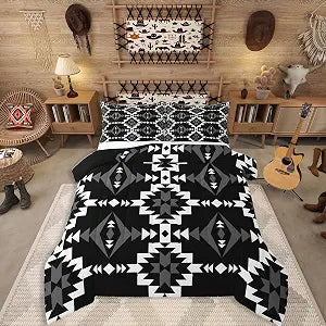 Western Aztec Comforter Set Queen Size, Native American Navajo Bedding Set