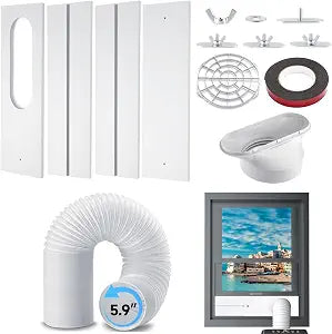 BAFFOGY Portable Air Conditioner Window Kit with Hose, 5.9 Diameter 59 Length Adjustable Window Seal Kit for Horizontal or Vertical Window/AC Units