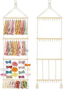 Mkono Macrame Headband Holder, Wall Hanging Hair Bow Organizer for Girls