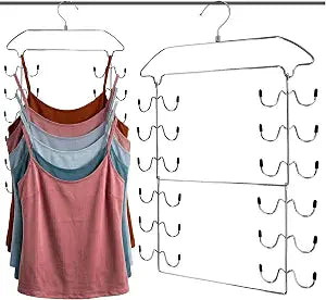 Tank Top Hanger Space Saving, 24 Hooks Bra Hanger for Closet Organization, Metal Multilayer Tank Top Organizer & Camisole Hanger for Underwear, Bathing Suits, Lingerie, 360 Swivel (1 Pack)