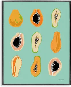 Papaya Fruits on Blue Kitchen, 16 x 20 Inch Framed Gicle Print