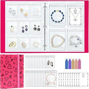 17Dec Large Transparent Jewelry Storage Book with 300 Pockets and 50 Jewelry Pouches,Travel Jewelry Organizer and Storage,Jewelry Binder Organizer for Earring,Bracelet,Necklace