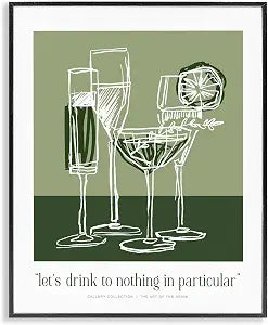 Green Drink Toast Phrase, 11 x 14 Inch Framed Gicle Print
